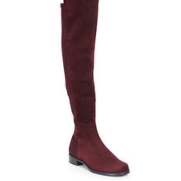 Stuart Weitzman 5050 Suede OverThe Knee Tall Boot Stretch Round Toe Burgundy 5.5 - Picture 12 of 16